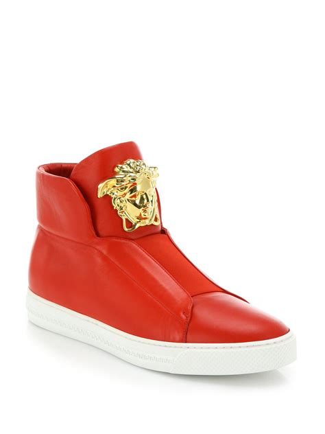 versace mens red high top sneakers|high top Versace sneakers men.